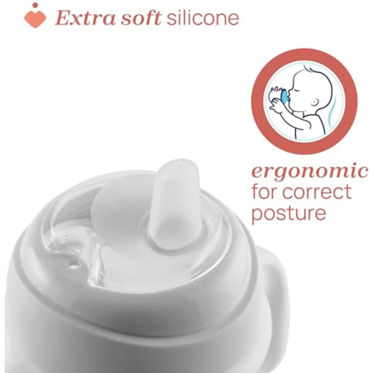 Chicco Transition Trinklernbecher, auslaufsicherer 200ml Becher mit ergonomischer Silikontülle und doppeltem Anti-Kolik-Ventil, BPA-frei, grau, 4+ M – Bild 4