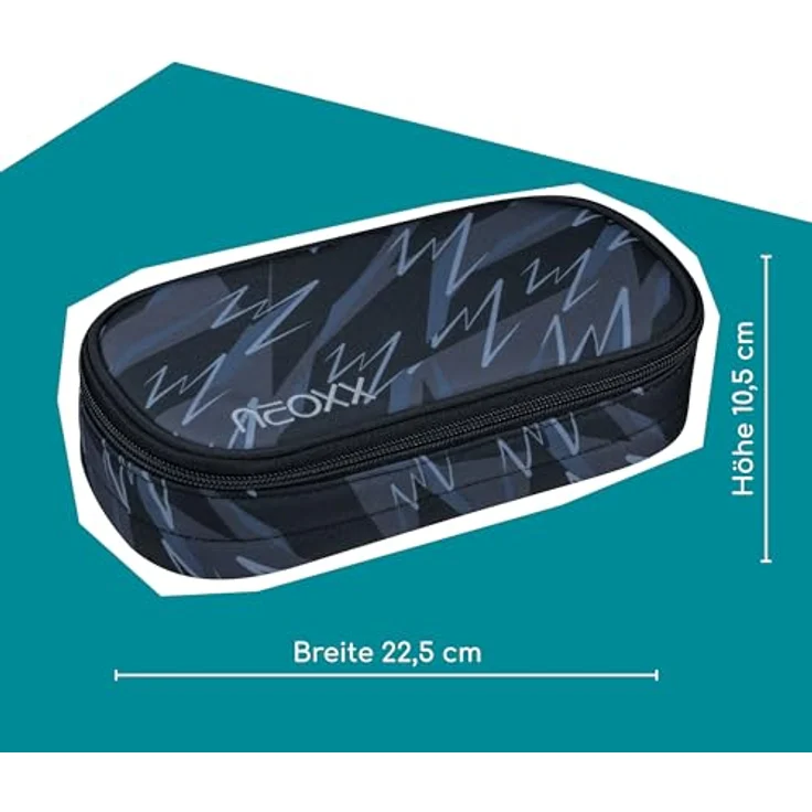 neoxx Jump Schlamperbox Stormchaser, Schlamperbox aus recycelten PET-Flaschen mit Hauptfach und Reißverschluss, 10 Stifteschlaufen, Sichtfenster für Schulbedarf – Bild 4