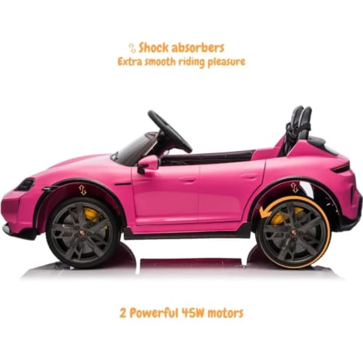 Porsche Taycan Turbo S Elektro Kinderauto 24V, 2 Sitzer für 2 bis 6 Jahre, rosa, mit MP3-Player und Fernbedienung – Bild 6