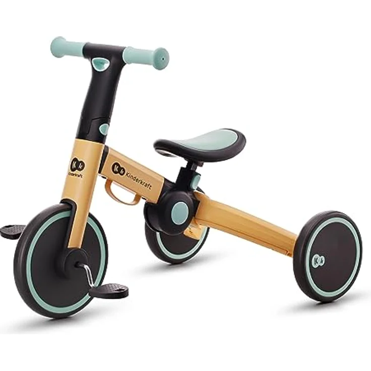 kk Kinderkraft 4TRIKE Dreirad 3 in 1, Leicht Rutscher, Laufrad, Zusammenklappbar, ab 12 Monat bis 5 Jahre, Gelb+Blau – Bild 1