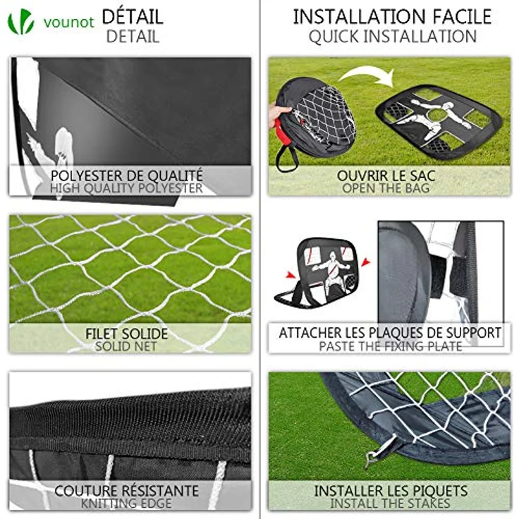 VOUNOT Fußballtor für Kinder 2er Set, Klappbares 2 in 1 Pop Up Tor, für Garten, Indoor, Outdoor (120 x 80 cm) – Bild 5