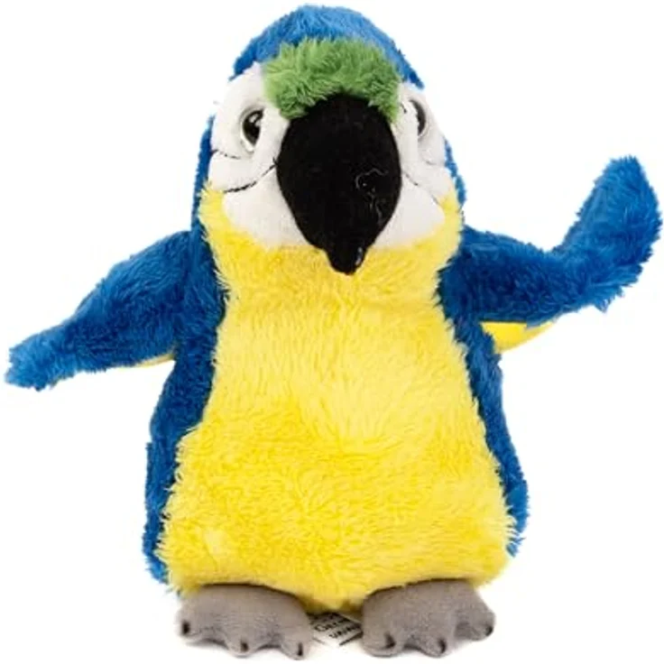 Teddys Rothenburg Plüschtier Papagei, 15 cm, blau/gelb/grün, maschinenwaschbar bis 30°C, kuschelweicher Plüsch – Bild 3