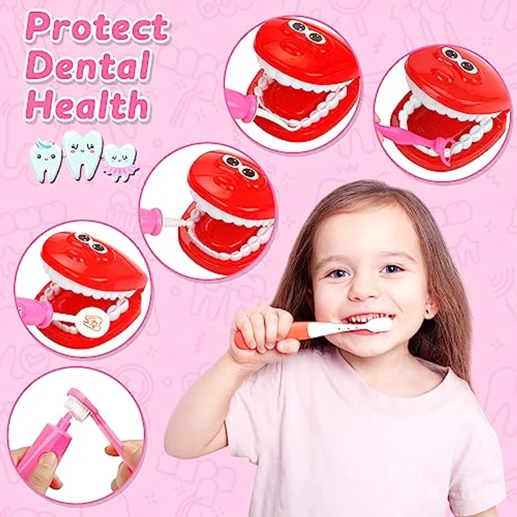 Fivejoy 43Stk Arztkoffer Kinder ab 3 Jahre, Doktorkoffer Kinder Rollenspiel Spielzeug mit Rosa Arztkittel and Puppe, Doktor-Spiel-Set Medizinischer Koffer Geschenk für 3 4 5 Jährige Mädchen(Rosa) - Preisvergleich – Bild 3