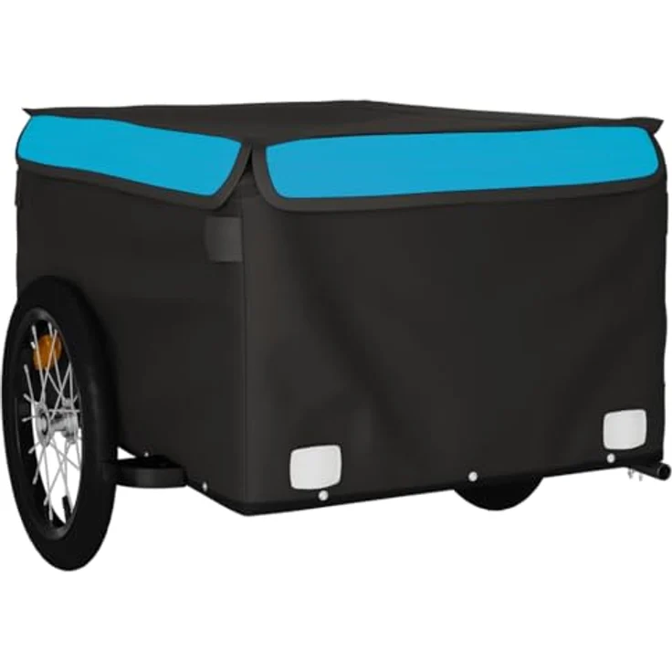 vidaXL Fahrradanhänger Schwarz und Blau 45 kg Eisen mit Sicherheitsflagge und cleverem Design – Bild 5
