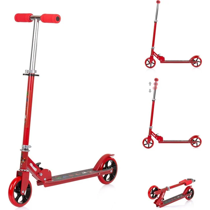 Chipolino Kinderroller Sharky klappbar PolyurethanRäder ABEC-7 Lager Bremse verstellbar rot