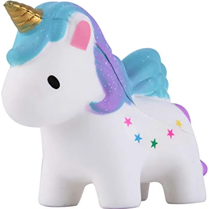 ANBOOR Squishies Einhorn Pegasus mit Flügel, Antistress Spielzeug aus umweltfreundlichem PU-Schaum, Bunt, 13,5 x 5 x 11,5 cm