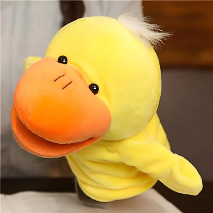 LOMTRATS Tierhandpuppen Set, 5 Figuren (Wolf, Tiger, Löwe, Affe) mit beweglichen offenen Münder, ideal für Geschichtenerzählen und Vorschulerziehung, ca. 25 cm groß, Plüschmaterial – Bild 1
