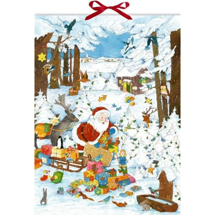 Coppenrath Verlag Wand-Adventskalender, Bescherung im Winterwald mit Glitter und Schleifenband – Bild 1
