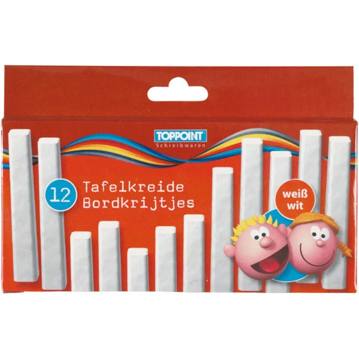 Stylex Schreibwaren Malkreide 12er Set, weiße Tafelkreide für kreative Anwendungen