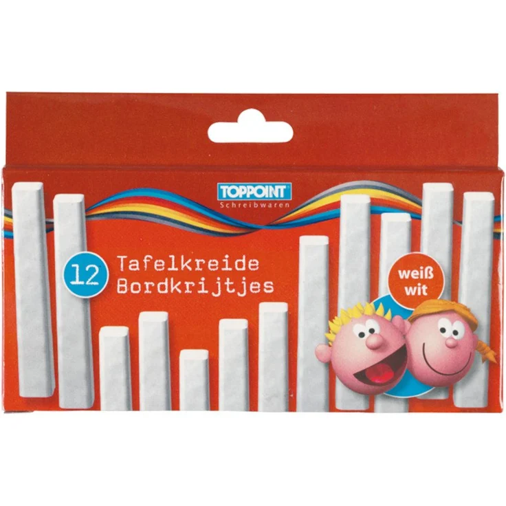 Stylex Schreibwaren Malkreide 12er Set, weiße Tafelkreide für kreative Anwendungen