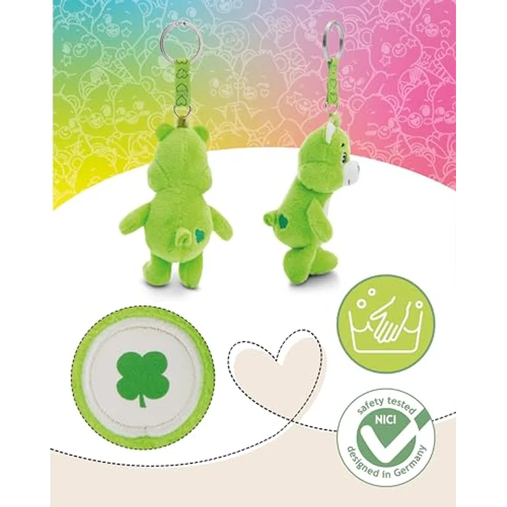 NICI Glücksbärchis Schlüsselanhänger Glücksbärchi, 10 cm, plüschig, kleegrün, mit Schlüsselring für Kinder und Erwachsene - 61373 – Bild 3