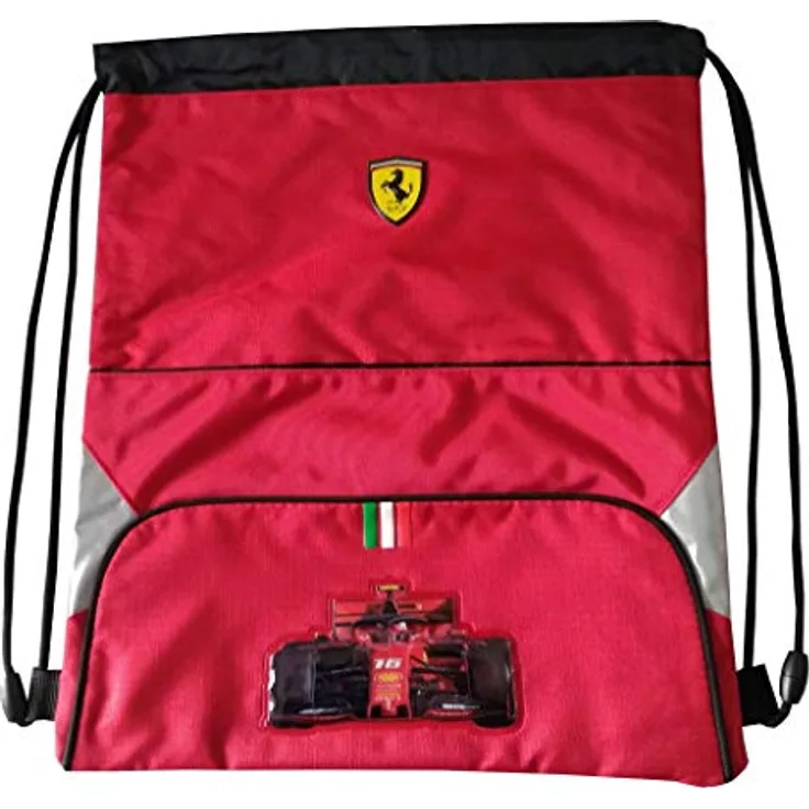 FERRARI, Kids Kordelzug Scuderia Ferrari, Unisex Sporttasche für Kinder und Jugendliche mit Schultergurten, Anti-Erstickung, Seitentasche und Reißverschluss, Anti-Tasche, Offiziell Scuderia Ferrari