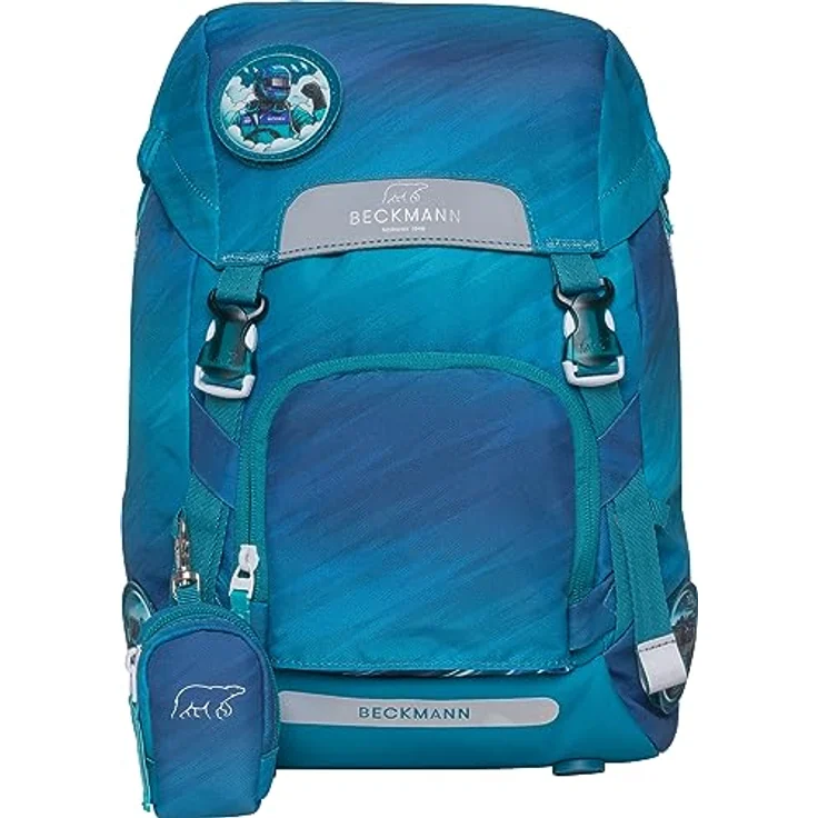 Beckmann Schulranzen Classic, 6tlg. Set in Blau mit Sportrucksack, Federmäppchen, Schlamperrolle und Buttons – Bild 3