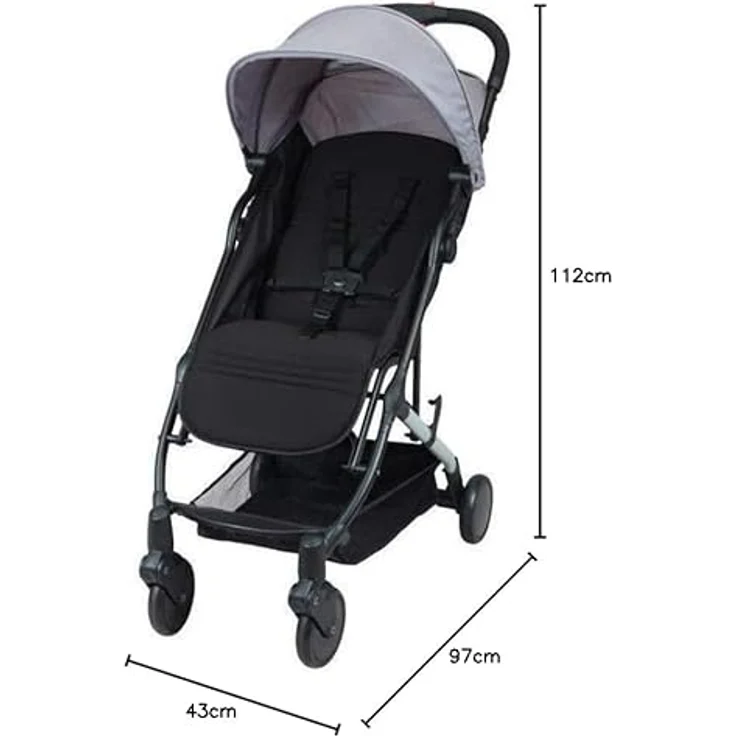 BAMBISOL - Kinderwagen Citadine YUKO² – Ultra kompakt zur Geburt – faltbar, mit einer Hand, Transporttasche (schwarz grau) – Bild 6