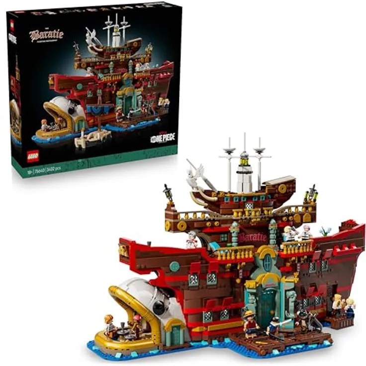 LEGO ONE Piece - Das Baratie schwimmende Restaurant - Modell mit detailliertem Innenraum & 10 Minifiguren, inkl. Ruffy, Nami & Sanji - Spielzeug für Erwachsene - 75640