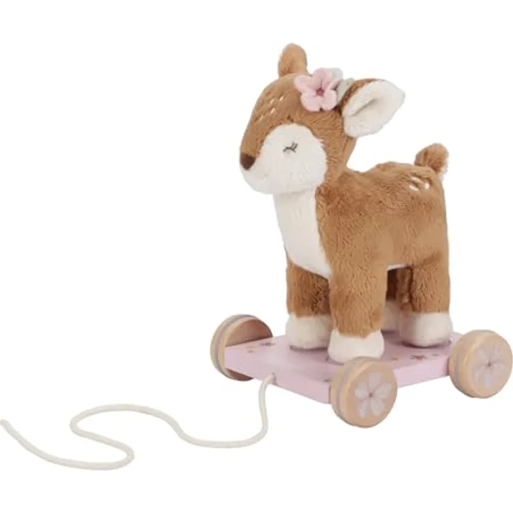 Little Dutch Feengartenhirsch auf Rädern, Holzspielzeug für Kinder mit sensorischen Farben und Schnur zum Ziehen
