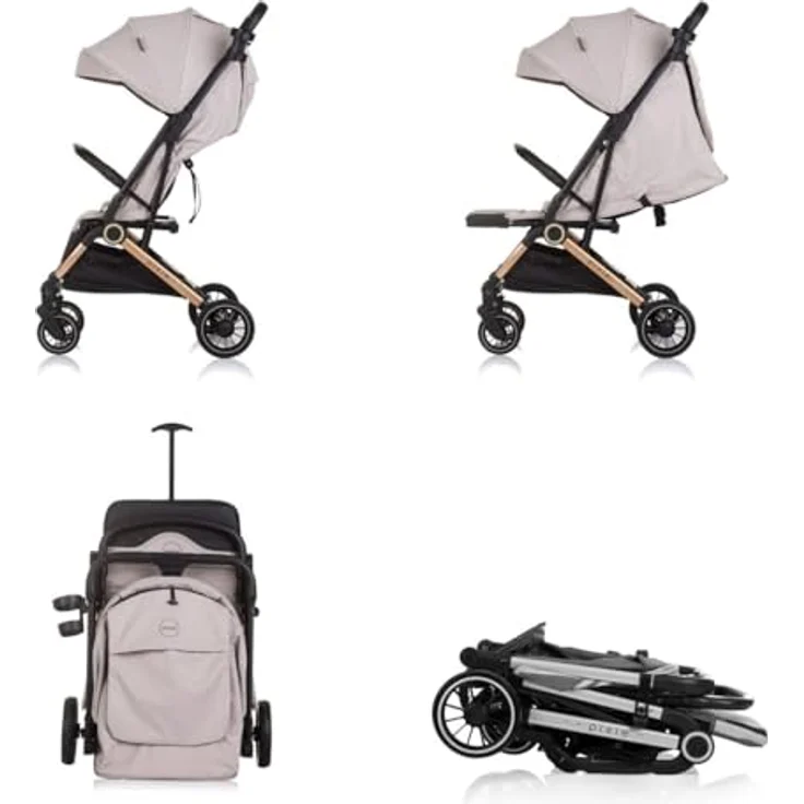 Chipolino Buggy Pixie, zusammenklappbar mit Getränkehalter, Ablagekorb und 5-Punkt-Sicherheitsgurt, hellbraun, max. 22 kg – Bild 3
