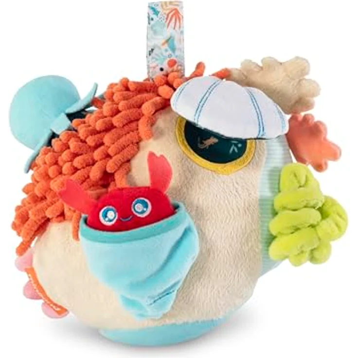 Miniland Spielball Sensorial Reef Entdeckerball, fördert Sinne mit Rassel und Beissring, 17 x 20 cm, bunt – Bild 2