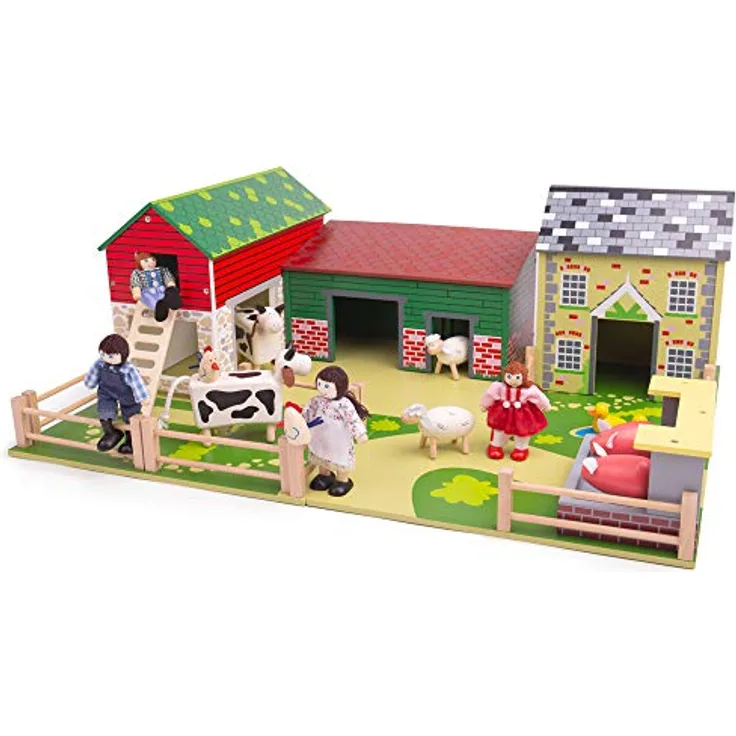 Tidlo Die Oldfield Farm, hölzernes Puppenhaus für Kinder ab 3 Jahren, 62 cm breit, umweltfreundlich und langlebig
