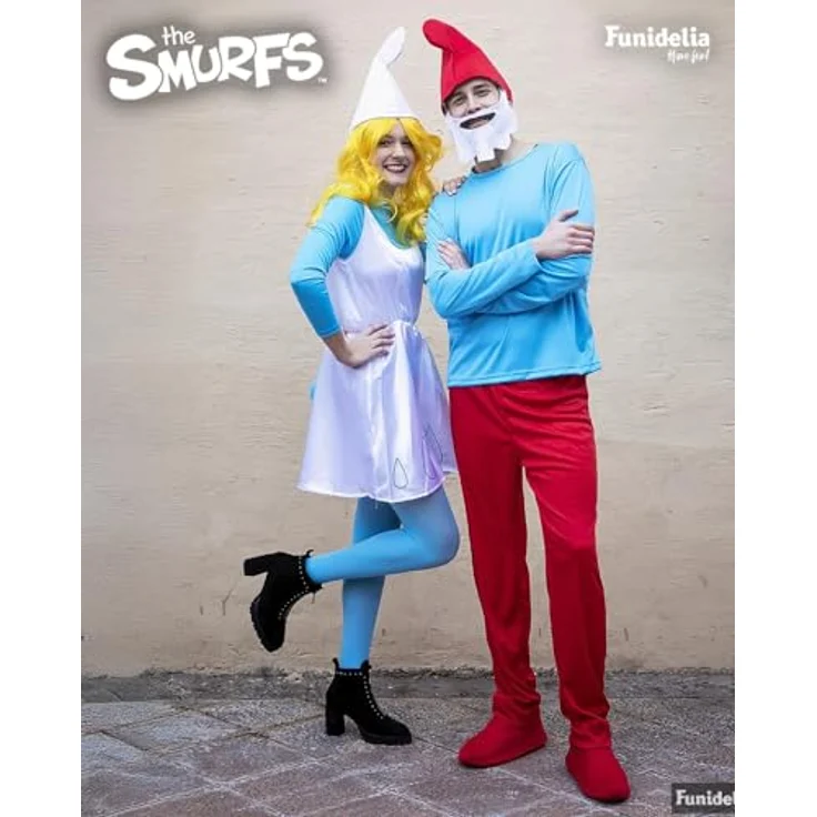 Funidelia Offizielles Schlumpfine Kostüm für Damen, Größe L, mit Schwanz, Strümpfen und Mütze, lustige The Smurfs Verkleidung in Blau, perfekt für Karneval und Halloween – Bild 3