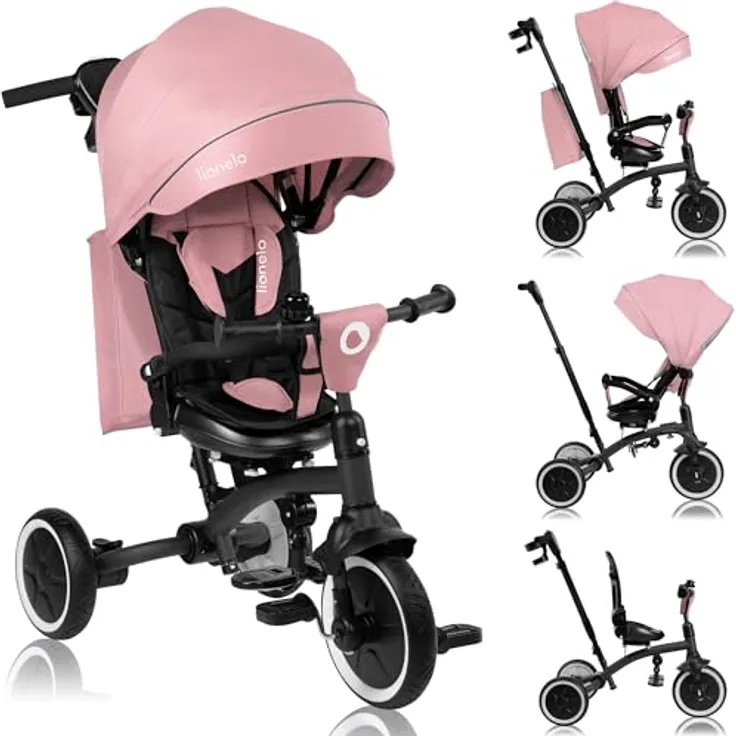 Lionelo Tris Plus Dreirad Kinderwagen, PU-Räder, drehbarer Sitz, verstellbare Rückenlehne