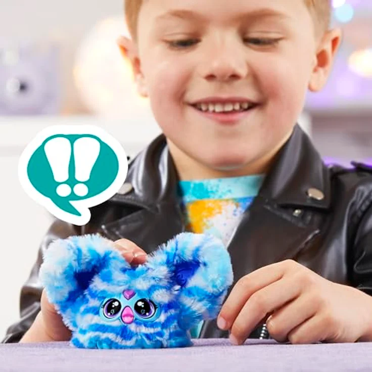 Furby Furblets Ooh-Koo Mini-Freund, über 45 Geräusche, Rockmusik & Sätze in Furbisch, elektronisches Spielzeug, blau-weiß, für Kinder ab 6 – Bild 3