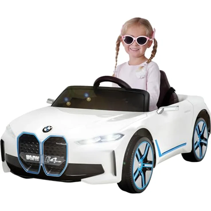 Actionbikes Motors Kinder Elektroauto BMW i4 Weiß | 2,4 Ghz Fernbedienung, LED-Scheinwerfer, Bluetooth, MP3, USB, Soft-Start-Funktion – Bild 1