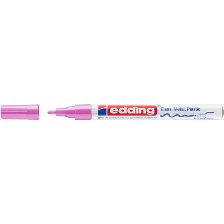 edding 751 Glanzlackmarker - pink - 1 Lackmarker - Rundspitze 1-2 mm - Lackstift für Glas, Stein, Holz, Kunststoff und Papier - wasserfest, stark deckend – Bild 2