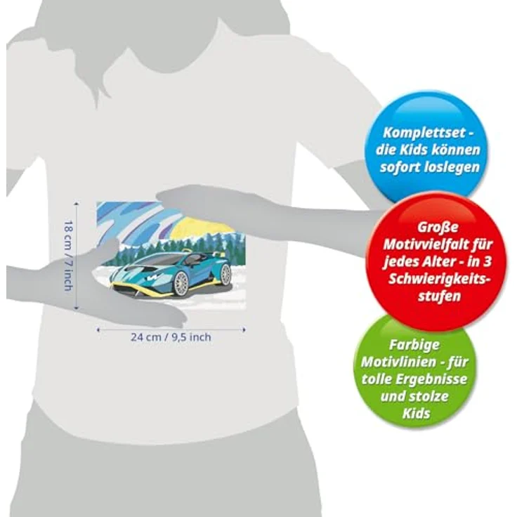 Ravensburger Malen nach Zahlen CreArt, Blauer Lamborghini, Made in Europe, FSC® - schützt Wald - weltweit, Malvorlagen mit farbigen Motivlinien – Bild 6