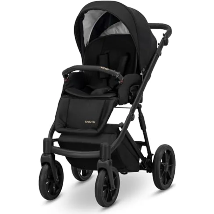 Kunert Ivento 2in1 Kombikinderwagen, tiefschwarz mit schwarzem Rahmen