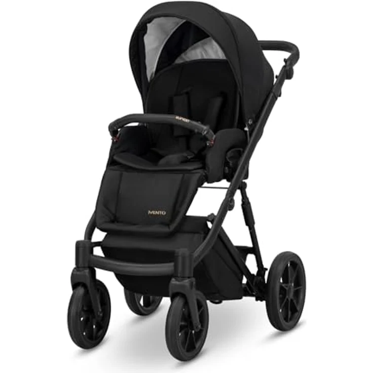 Kunert Ivento 2in1 Kombikinderwagen, tiefschwarz mit schwarzem Rahmen – Bild 1