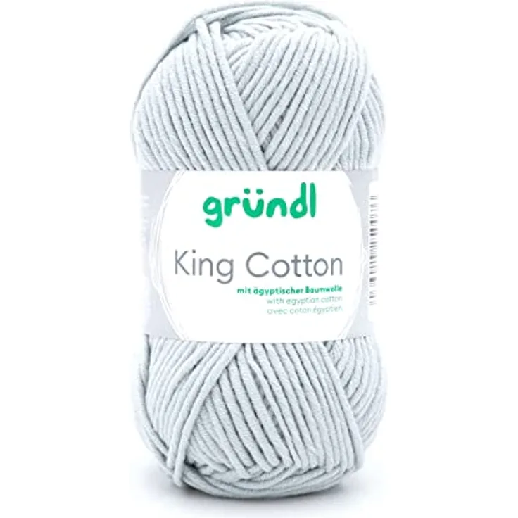Gründl King Cotton (weiches und voluminöses Strick- und Häkelgarn aus 55% Polyacryl & 45% Baumwolle, 50 g / 78 m, Nadelstärke: 6-7, 1 x 50 g), Hellgrau