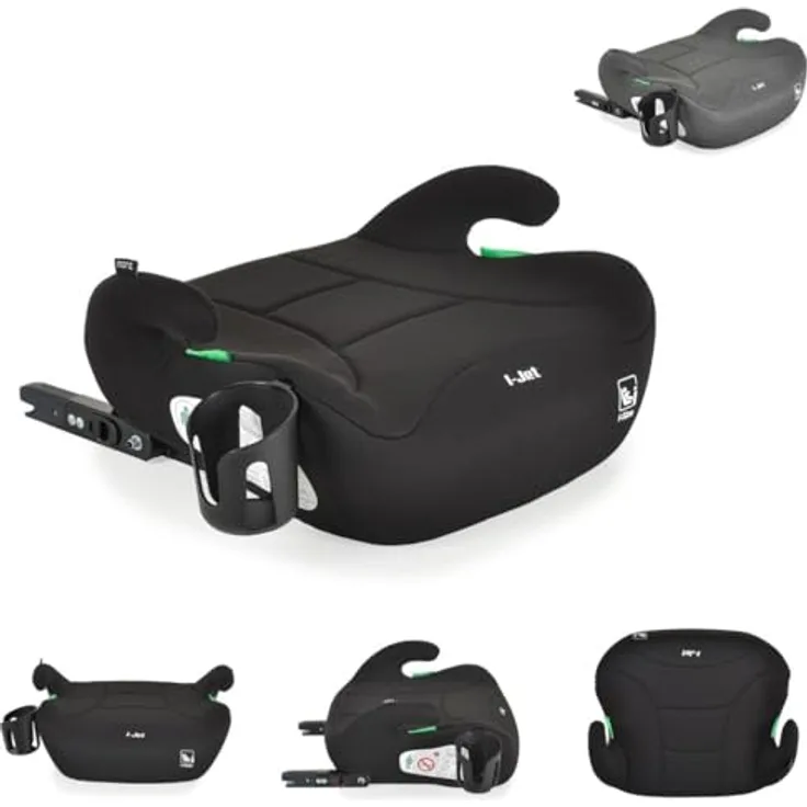 Moni Kindersitz I-Jet, Kindersitzerhöhung ECE R129/i-Size Norm mit abnehmbarem Bezug und Isofix, für Kinder 125-150 cm, komfortable Armlehnen