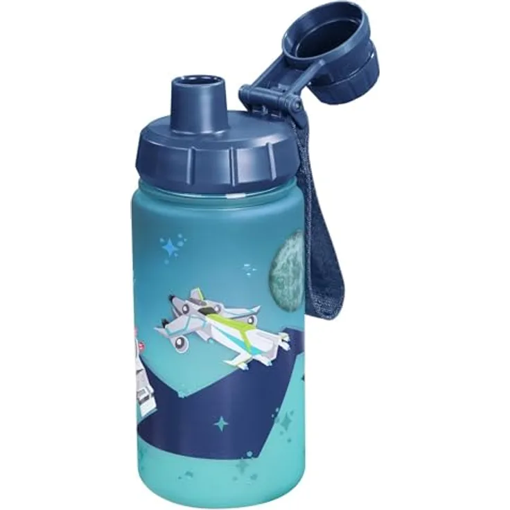 Step by Step Trinkflasche „Starship“, blau, BPA-frei, 0,55 Liter, geeignet für heiße und kohlensäurehaltige Getränke, geruchs- und geschmacksneutral