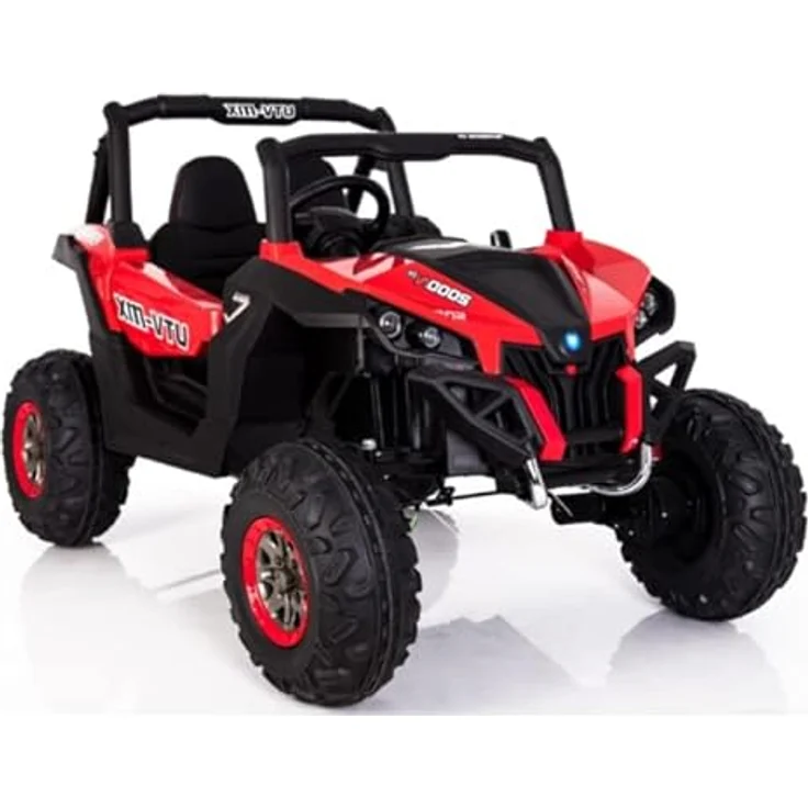 FINOOS Elektroauto für Kinder UTV-MX Buggy 24V, 2-Sitzer, 4x4 Allrad, 2x12V Batterie, 2,4 GHz Fernbedienung (Rot) – Bild 2