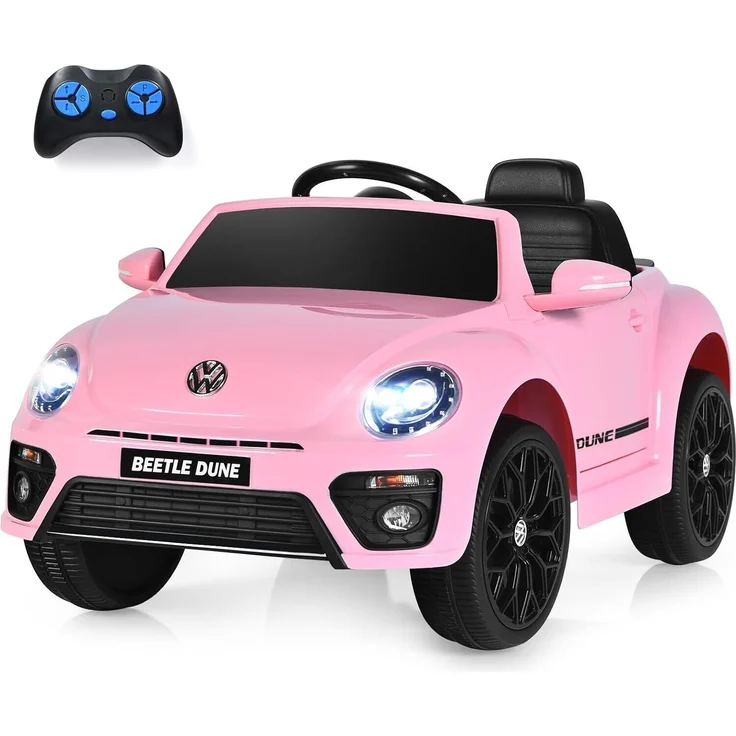 GOPLUS Kinder Elektroauto mit 2,4 G Fernbedienung, 12V Kinderauto mit Musik, Hupe, stoßdämpfenden Rädern & Scheinwerfer, Kinderfahrzeug mit 2 Türen, in Rot