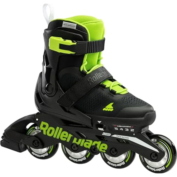 Rollerblade Microblade Inline Skates Nero/Verde 23 - Einfach zu bedienendes System, bessere Stabilität und Komfort