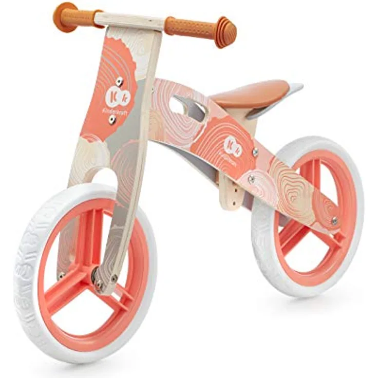 Kinderkraft Laufrad Runner, Lernlaufrad, Kinderlaufrad aus Holz, Kinderrad mit Tragegriff, 12 Zoll Räder, ab 3 Jahre, Corail