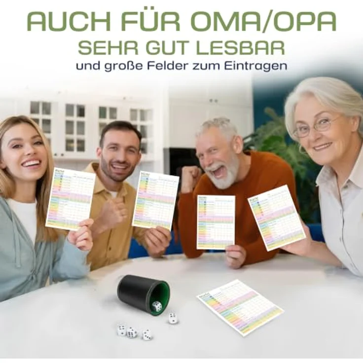 PICTALOO Würfelspiel Block DIN A5, bunter Spielblock mit extra großen Feldern, ideal für Senioren und Kinder, 50 Blatt für 300 Spiele – Bild 4