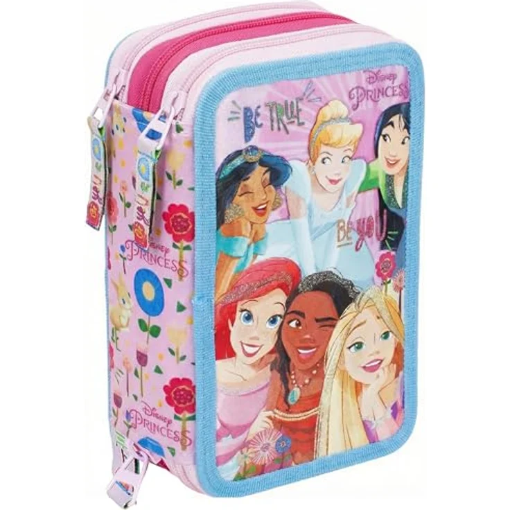 Clondo 3-Fach Federmäppchen für Mädchen, 44-teilig mit Schere, Lineal, Buntstiften, Rosa & Lila, ideal für Schule & als Geschenk – Bild 1
