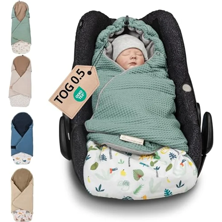 ULLENBOOM Einschlagdecke für die Babyschale Sommer, atmungsaktiv, 0,5 TOG, passend für 3- und 5-Punkt-Gurtsysteme – Bild 1