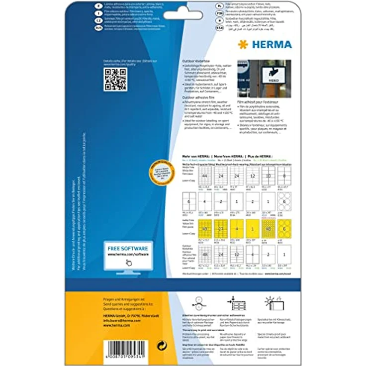 HERMA 9534 Wetterfeste Folienetiketten, 320 Blatt, 99,1 x 139 mm, selbstklebend, matt, blanko, weiße Outdoor Klebeetiketten, temperaturbeständig von -40 bis +150 °C – Bild 2