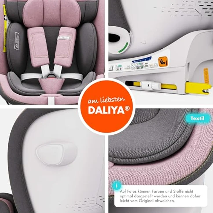 Daliya® Autokindersitz ROTAZIONE I-Size 2024, Kindersitz mit 360°-Rotation, höhenverstellbare Kopfstütze, Rosa – Bild 3