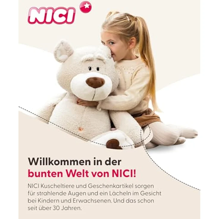 Nici Chill-NICI Hase, Kuscheltier aus hochwertigem Stretch-Plüsch, 30x34cm, hellbraun mit cremefarbenem Gesicht – Bild 6