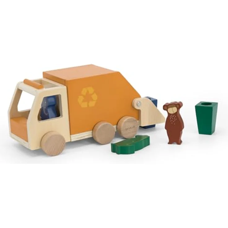 Trixie Houten vuilniswagen, Spielzeugauto in hoher Qualität und Langlebigkeit - Preisvergleich – Bild 1