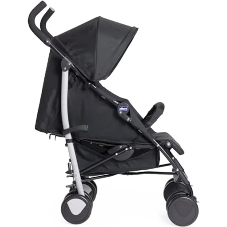 Chicco Echo Light Kinderwagen, Buggy von 0 Monaten bis 22 kg, verstellbare Rückenlehne, geräumiger Sitz, Stoßstangenmanschette, faltbarer Regenschirm, Zwillingsbremsen und schwenkbare Vorderräder, monochromer Look, blau – Bild 4
