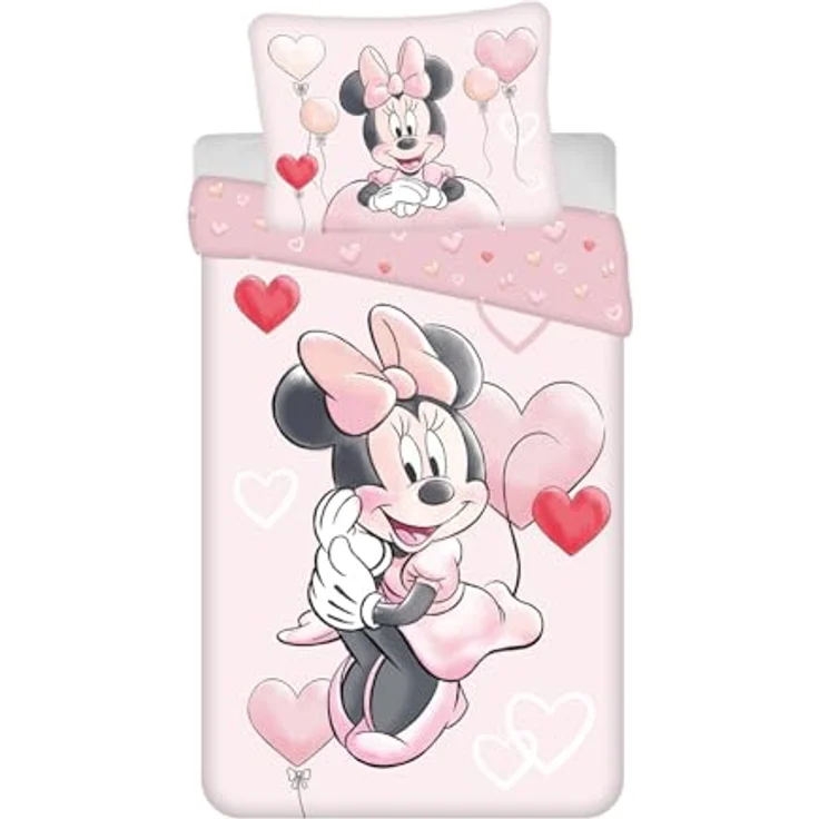Jerry Fabrics Bettwäsche Disney Minnie Balloon, 100 % Baumwolle, Bettbezug 140 x 200 cm + Kissenbezug, blau