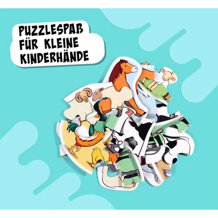 Noris 606012166, 6 erste Puzzles: Bauernhoftiere, für Kinder ab 3 Jahren mit großen Teilen (2-5 Stück) zur Förderung von Feinmotorik und Konzentration – Bild 3