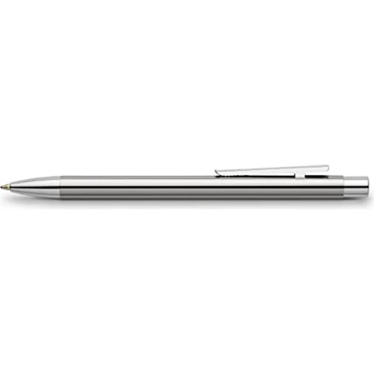 Faber-Castell Neo Slim, Kugelschreiber aus glänzendem Edelstahl mit schwarzer Metallmine und Klickmechanismus – Bild 3