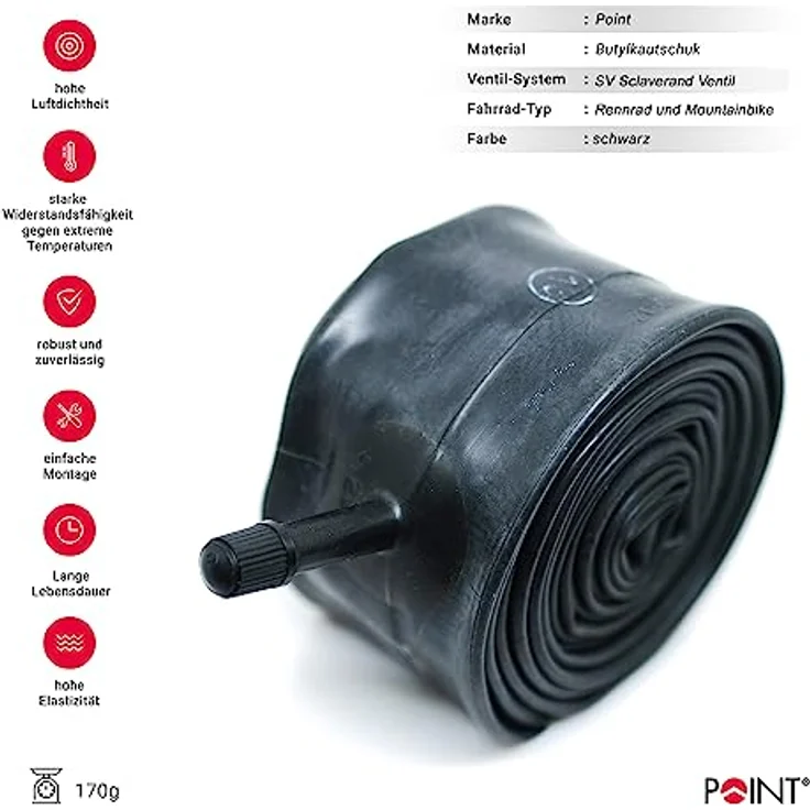 Point Fahrradschlauch Ventil SV, schwarz, 26 x 1,75/2.125, 08120901 – Bild 4